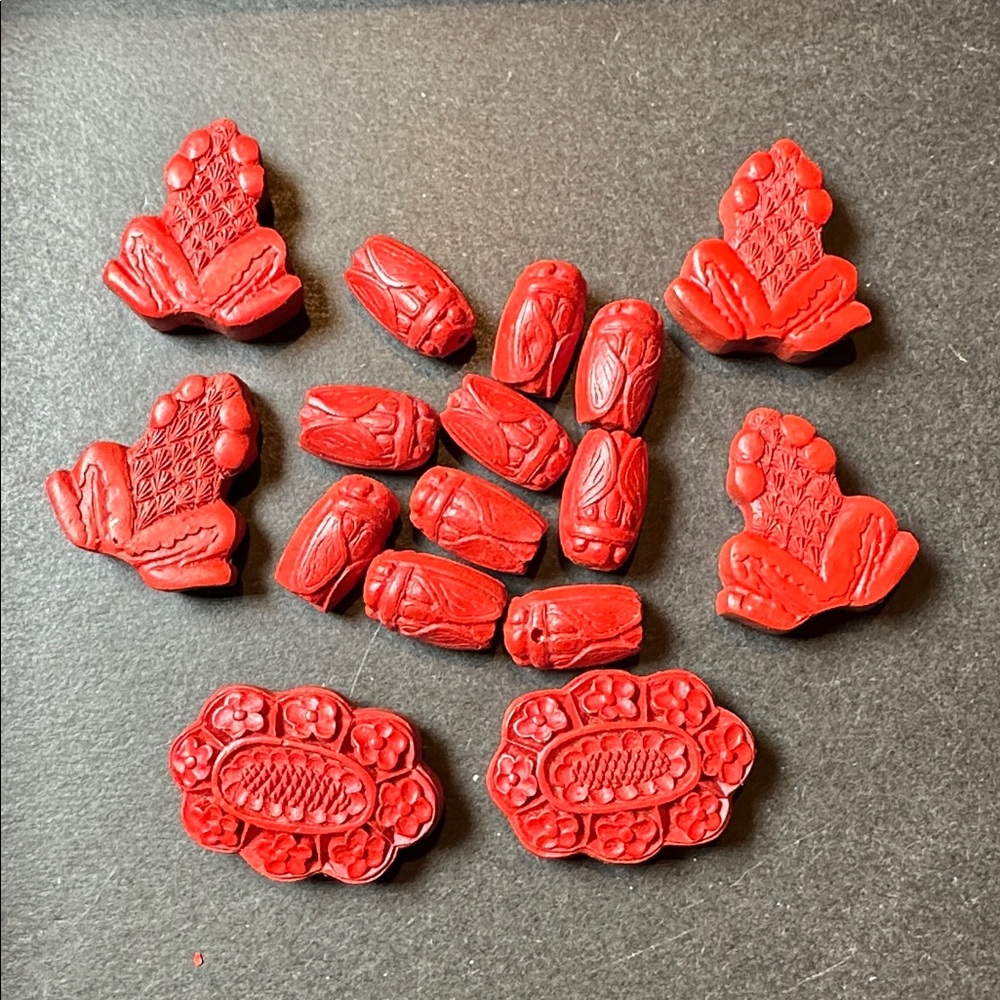 Rare Bundle of Vintage Cinnabar Beads